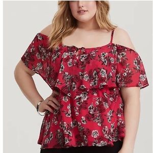 Torrid Off Shoulder Chiffon Blouse